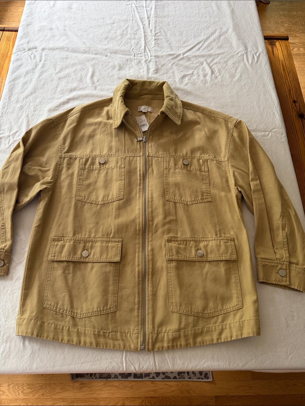 LOFT Tan Barn Jacket with Front Zip